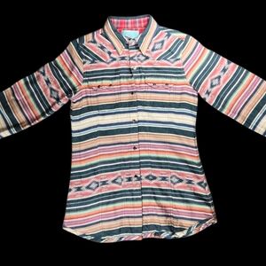 Western Serape Stripe Print Snap Button shirt Tasha Polizzi